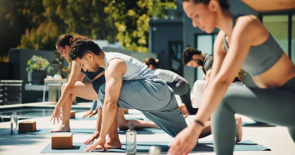 athletes yoga class