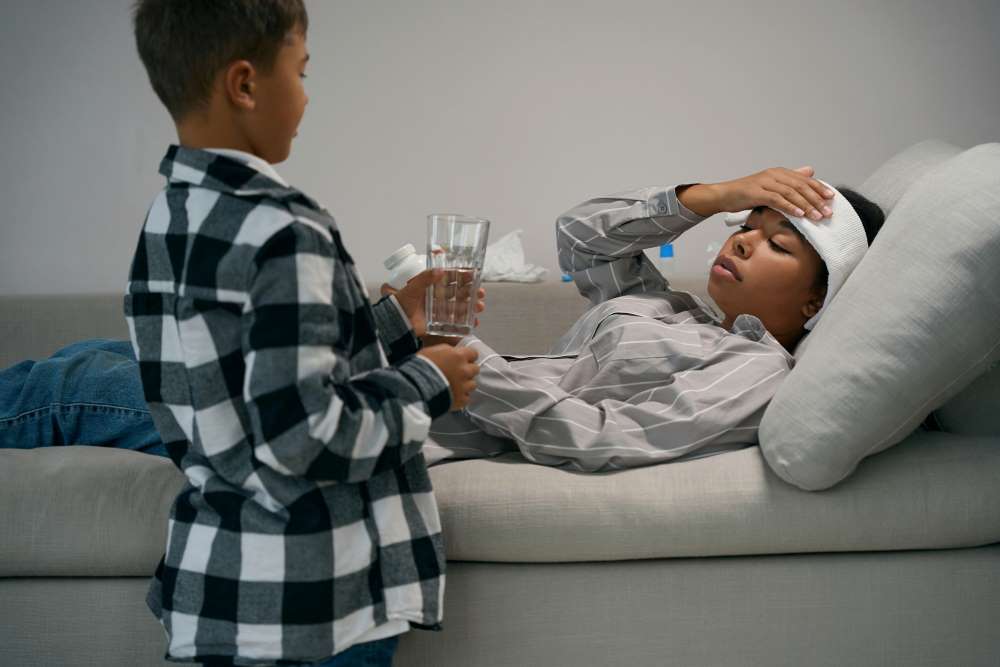 child caring for sick parent