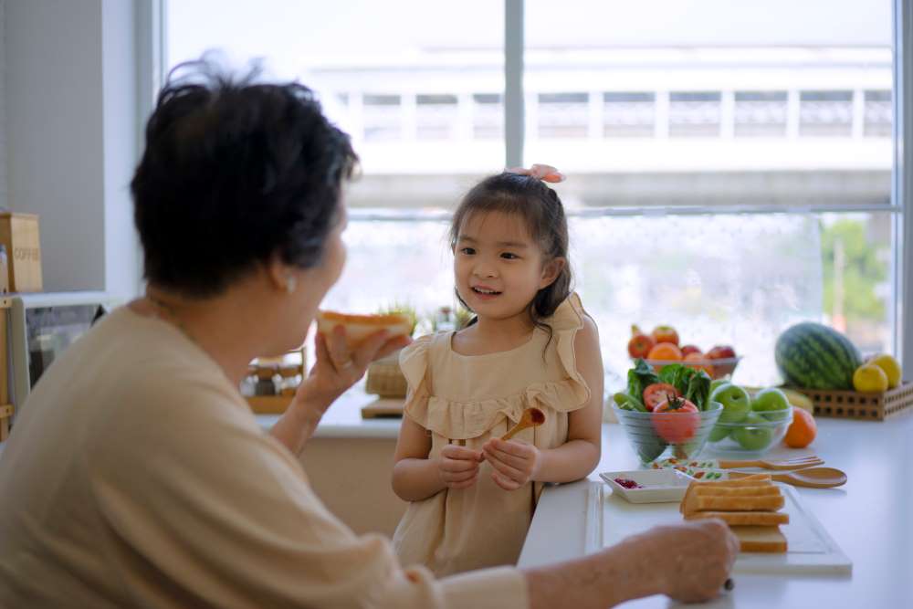 child cooking food