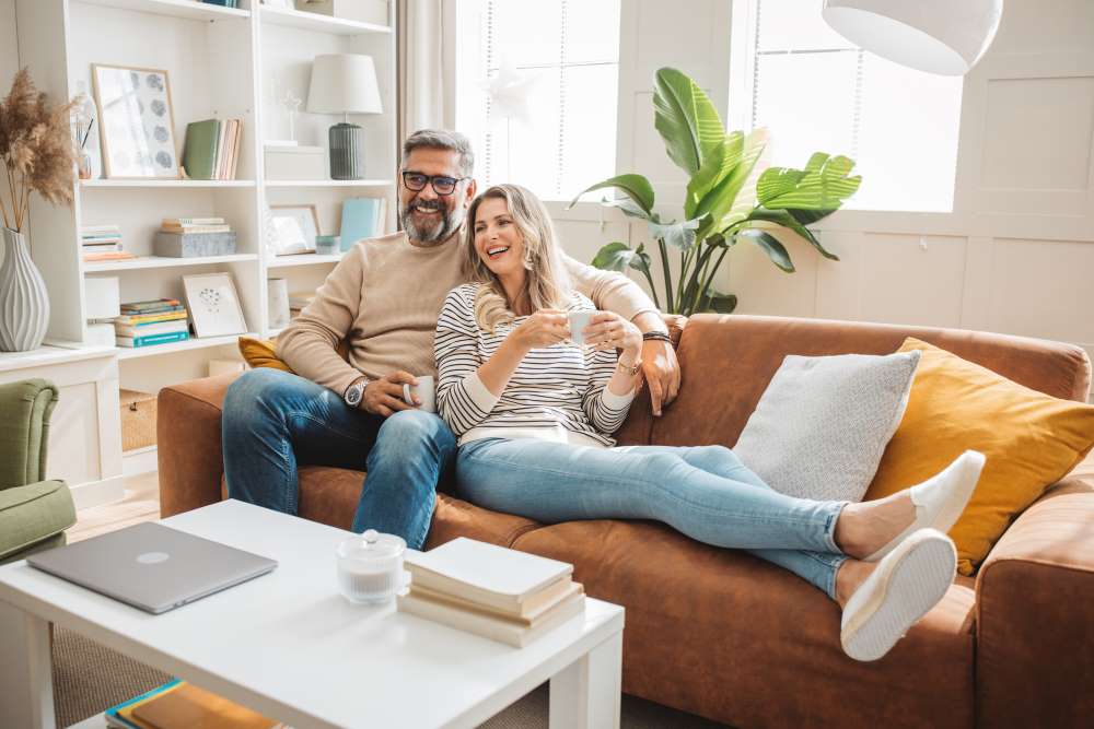 couple lounging on a sofa