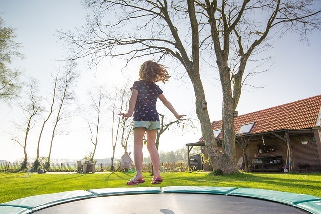 jumping on a trampoline