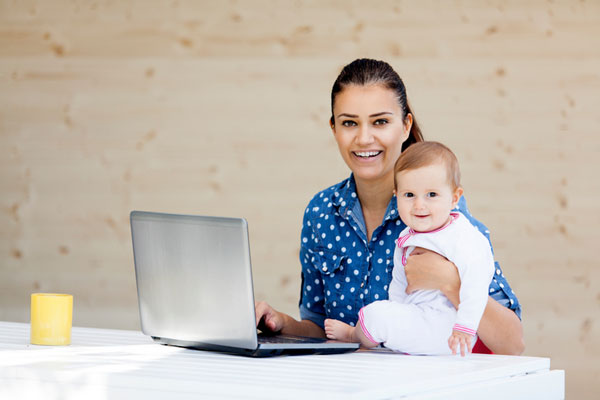 mom working from home