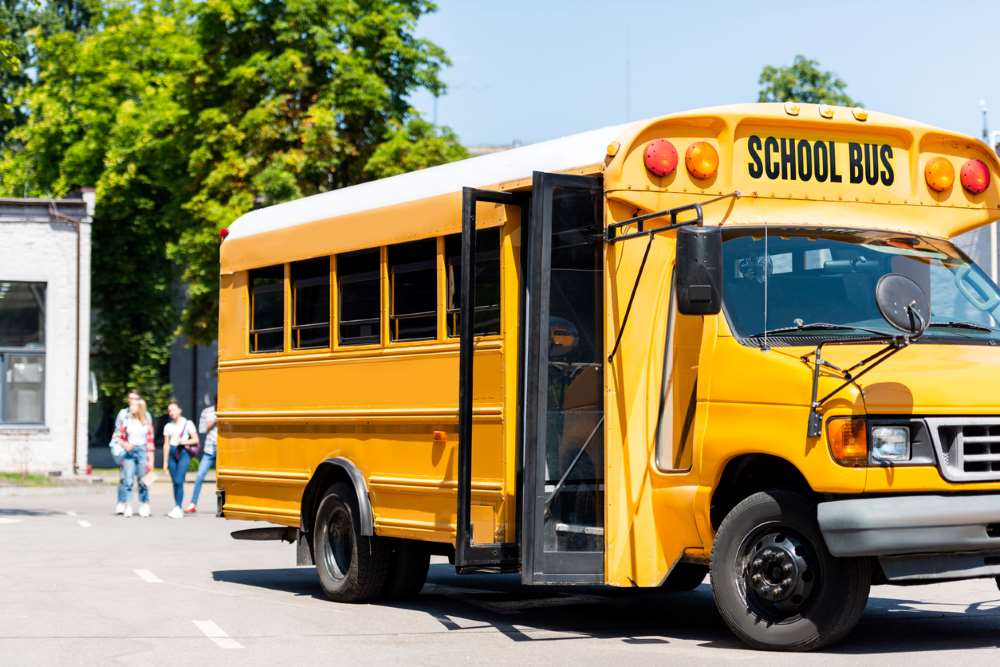 school bus parking lot