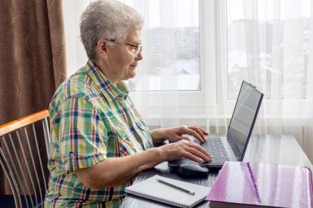grandmother checking email