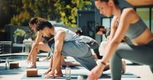 athletes yoga class