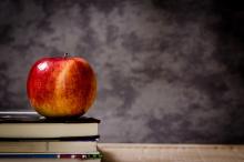 school apple chalkboard books
