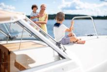 family on a boat