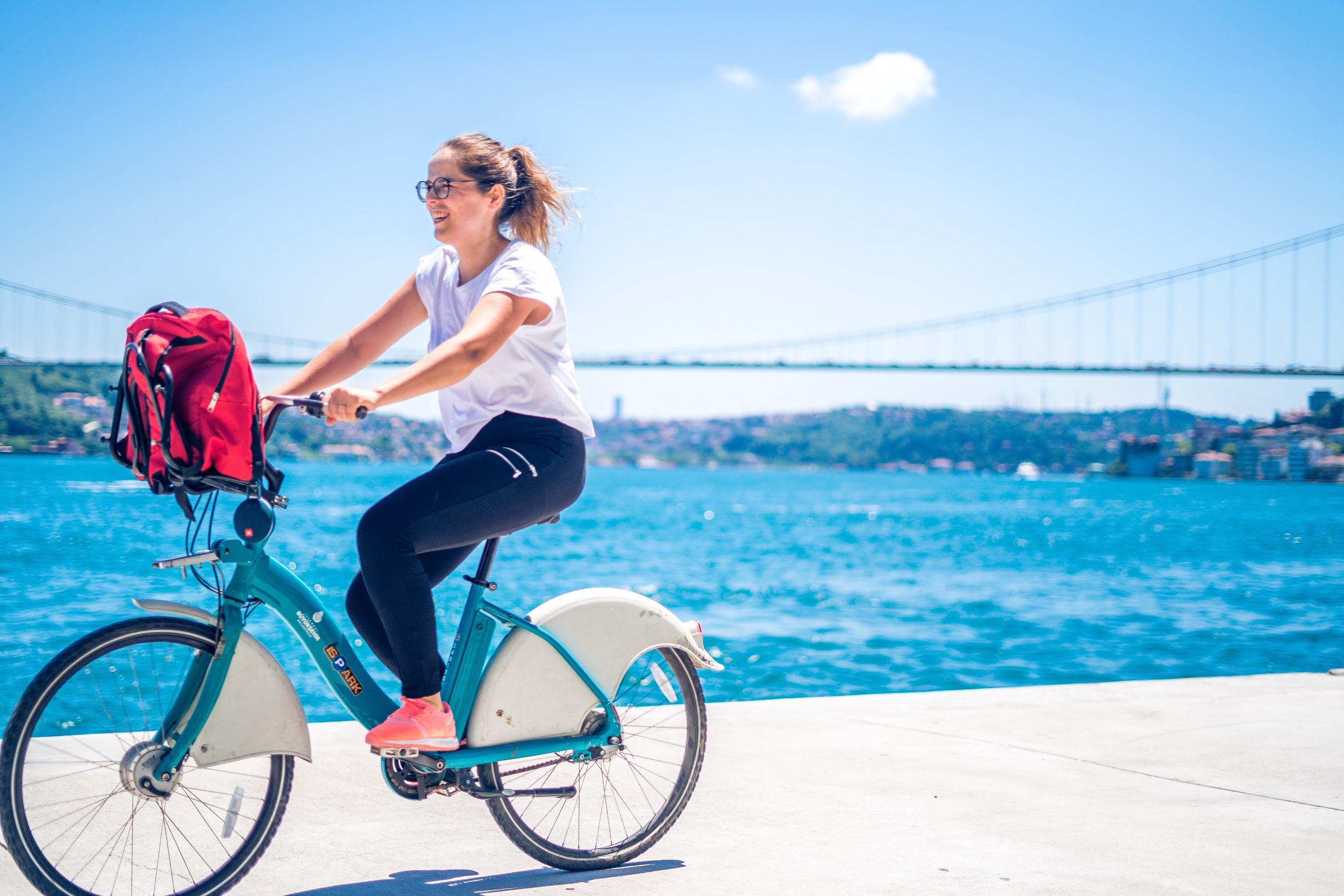 woman on a bike